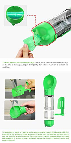 3 in 1 Portable Pet Water Bottle, 300ml bottle, Food Bucket, Poop Bag for Dog Cat Pet Outdoor Walking Travelling Drinking