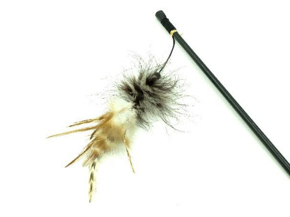 Natural Feather Cat Teaser Wand Bundle. Colorful and Interactive Cat Toys for Cats/Kitten (3pcs set)