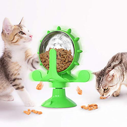 Money Ferris Wheel Food Dispensing Pet Toy for Cat / Dog, Interactive Cat Toy, Windmill Turntable Teasing Dispenser Dog Toys with Suction Cup Puppy Slow Feeder Toy