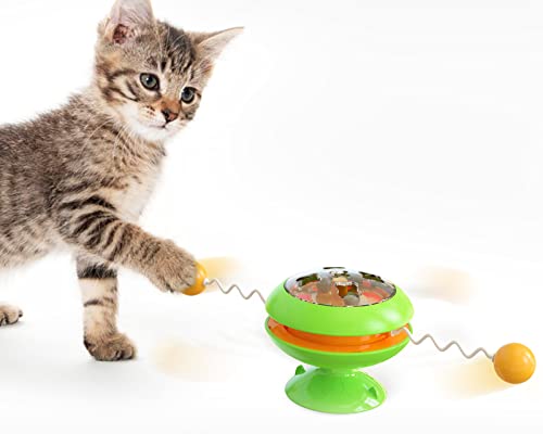 Billipets Turntable Scratch Cat Toy, Interactive Cat Toy, Cat Training 3 Catnip Balls Toy with Suction Cup Base