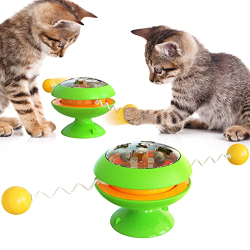 Billipets Turntable Scratch Cat Toy, Interactive Cat Toy, Cat Training 3 Catnip Balls Toy with Suction Cup Base